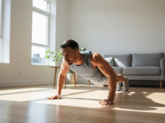 Sporto salė tavo galvoje: kaip specialiųjų pajėgų metodika gali išlaisvinti tave nuo svarmenų ir abonementų vyras namie daro atsispaudimus