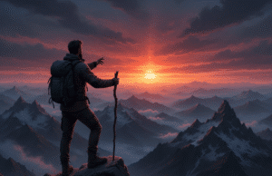 5 esminiai įsipareigojimai sau šiuolaikiniam vyrui vyras stovi viršukalnėje ir žiūri į horizontą