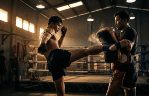 Muay Thai: Kodėl „aštuonių galūnių menas“ laikomas pavojingiausia stovėsena? du tailandiečiai vyrai treniruojasi muay thai