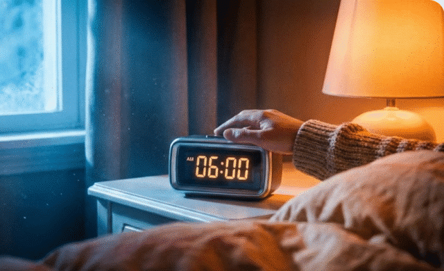 vyro ranka išjungia žadintuvą