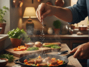 Gaminimas be receptų: 4 elementai, kuriuos privalo išmanyti kiekvienas vyras vyro rankos beria druską į patiekalą keptuvėje