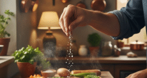 Gaminimas be receptų: 4 elementai, kuriuos privalo išmanyti kiekvienas vyras vyro rankos beria druską į patiekalą keptuvėje