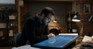 Magas – žinantis paslaptis: Kaip specializuotos žinios keičia Tavo pasaulį modernus architektas dirba prie savo darbo stalo