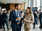 „Small talk“ menas: kaip nejaukią tylą paversti naudingu ryšiu moteris ir vyras per konferencijos pertraukėlę bendrauja foje