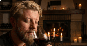 Mylinčiojo ugnis: Aistra gyvenimui, kūrybai ir ryšiui su pasauliu vyras prieš gerdamas uosto vyną