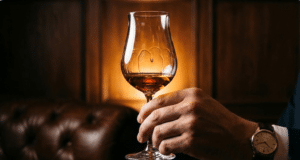 Konjakas ir jo ragavimas: kaip tapti tikru žinovu ir vengti klaidų vyro ranka laiko konjako taurę