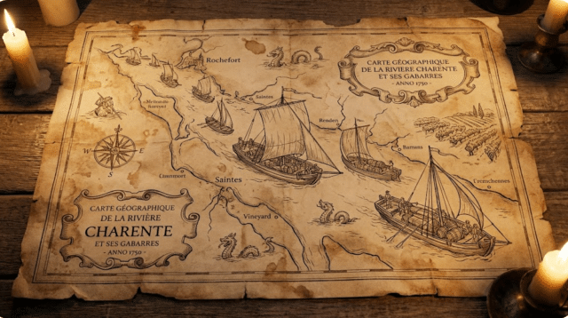 žemėlapis simbolizuojantis konjako istoriją