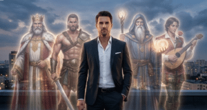 Brandus vyriškumas praktiškai: Kaip sujungti 4 archetipus ir tapti savo gyvenimo šeimininku šiuolaikinis vyras ir keturi jo archetipai už nugaros