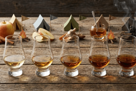 Ne tik „Single Malt“: kaip išsirinkti viskį pagal „Skonio stovyklas“ viskio taurės su skirtingos rūšies viskiu