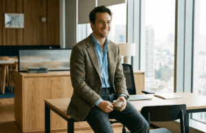 Business Casual: Kaip atrodyti profesionaliai be kostiumo (ir kodėl „polo“ marškinėliai nėra išeitis) vyras apsirengęs business casual stiliumi