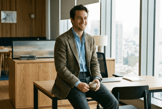 Business Casual: Kaip atrodyti profesionaliai be kostiumo (ir kodėl „polo“ marškinėliai nėra išeitis) vyras apsirengęs business casual stiliumi